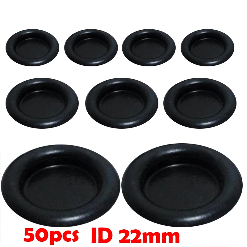 50pcs ID 22mm 22 мм 25 мм 30 мм внутренний диаметр черный бурение Открытый протектор с отверстиями арматура односторонний Электрический кабель резиновое кольцо уплотнительное кольцо втулка - Цвет: 50pcs ID 22mm