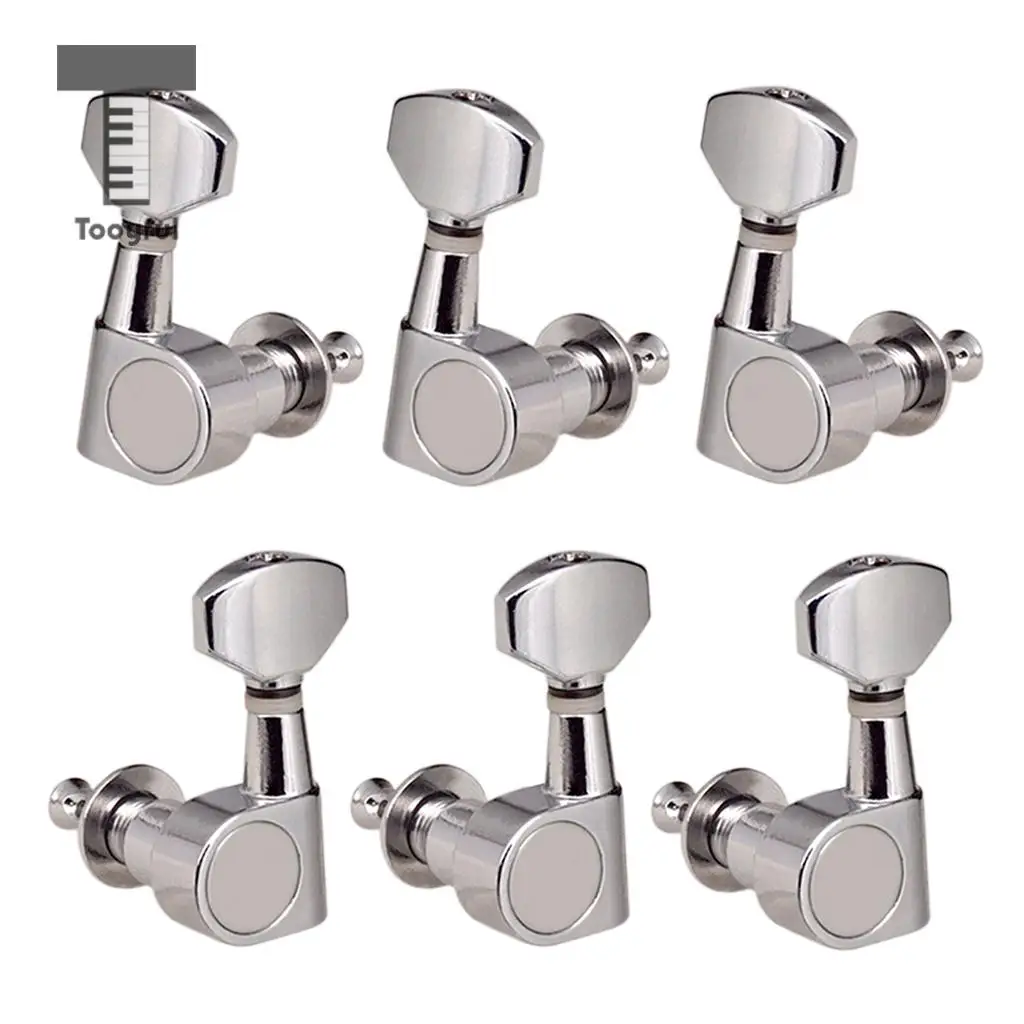 Tooyful Electric Guitar Zinc Alloy String Tuning Peg Chrome 3R3L Machine Head Sealed