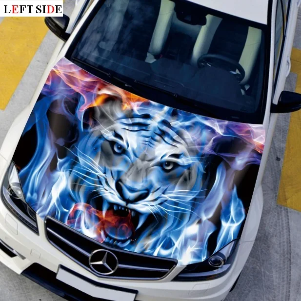 Left Side Car Stickers And Decals Fast Shipping Cover Fire Tiger Left Side Car Stickers And Decals Fast Shipping Cover Fire Tiger Engine Hood Cool Diy Camouflage Protective Film In From