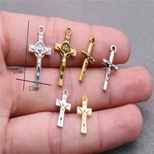 Католическая Мини Труба Иисуса Крест ручная работа, браслет из бусин крест маленькая медаль 200 шт. Медаль из бисера ручной работы