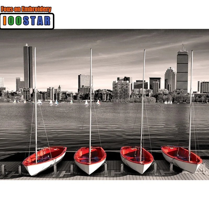 

Full square/Round drill Diamond embroidery City boat 5D diamond Painting Cross Stitch Rhinestone Mosaic decor