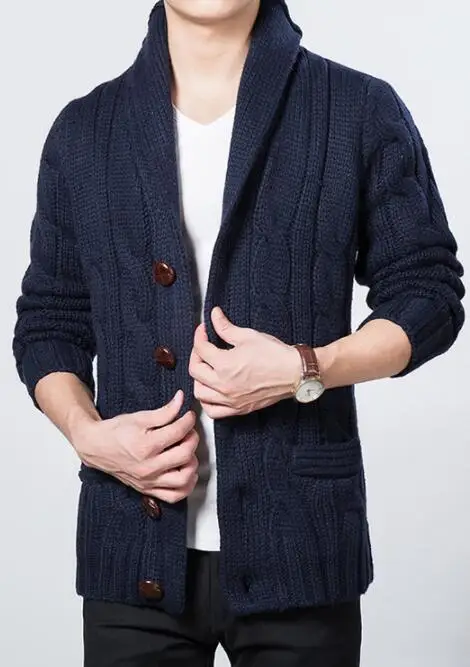 Men's sweater with wooden buttons cheap
