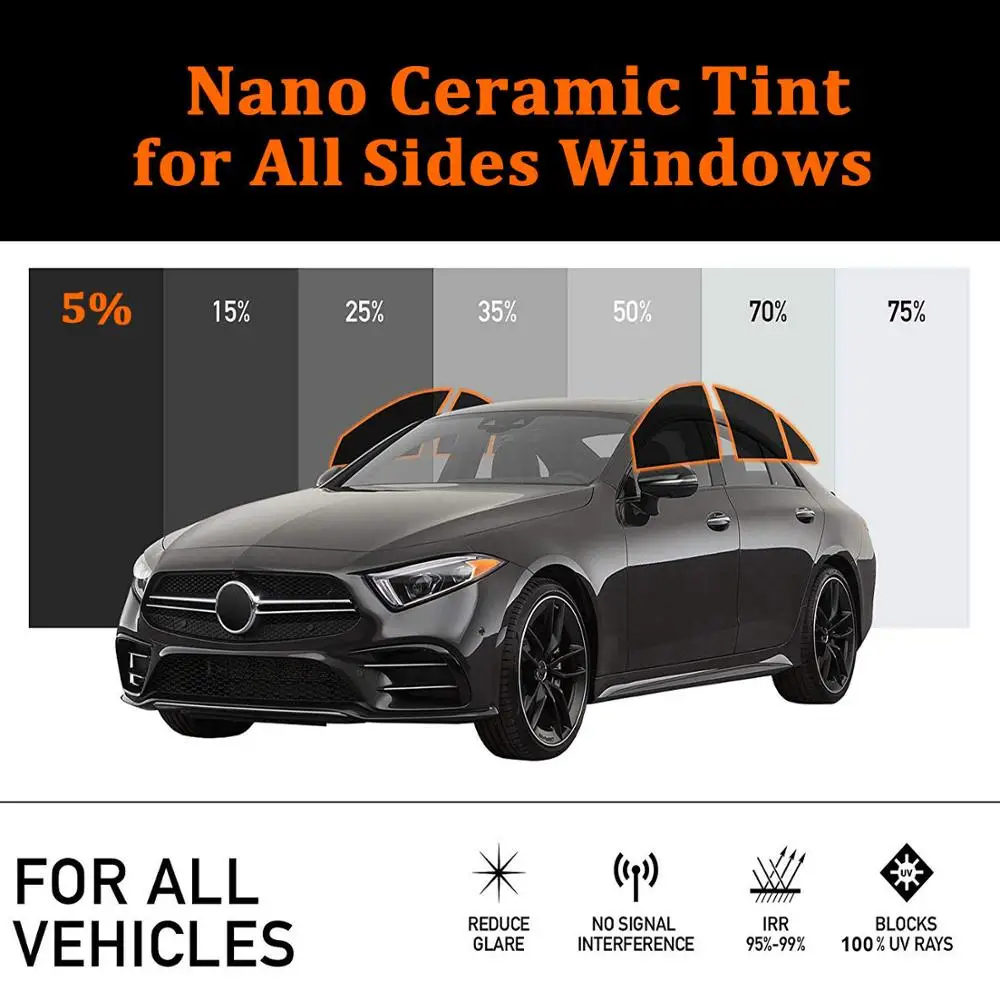 

5%VLT 100%UV Black Car Side Window Tint Film Glass 2 PLY Car Auto House Commercial Sunshade Pravicy Solar Tint Vinyl