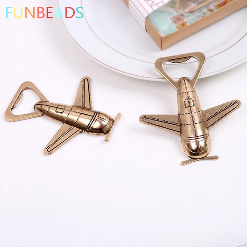 

10pcs/lot Vintage Stylish Gold Beer Bottle Opener Creative Airplane Bottle Openers Wedding Favors KP004