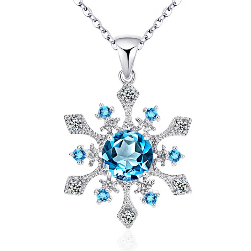 Новое поступление 925 пробы серебряный кулон в форме снежинки топаз и ожерелье модное ожерелье для женщин рождественские подарки