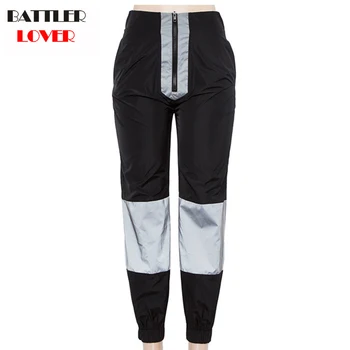 

Reflective Pants Harem Casual Pants Women Hip Hop Elastic Waist Pants Femme 3M Reflective Ladies Fashion Beam Foot Harem 2019
