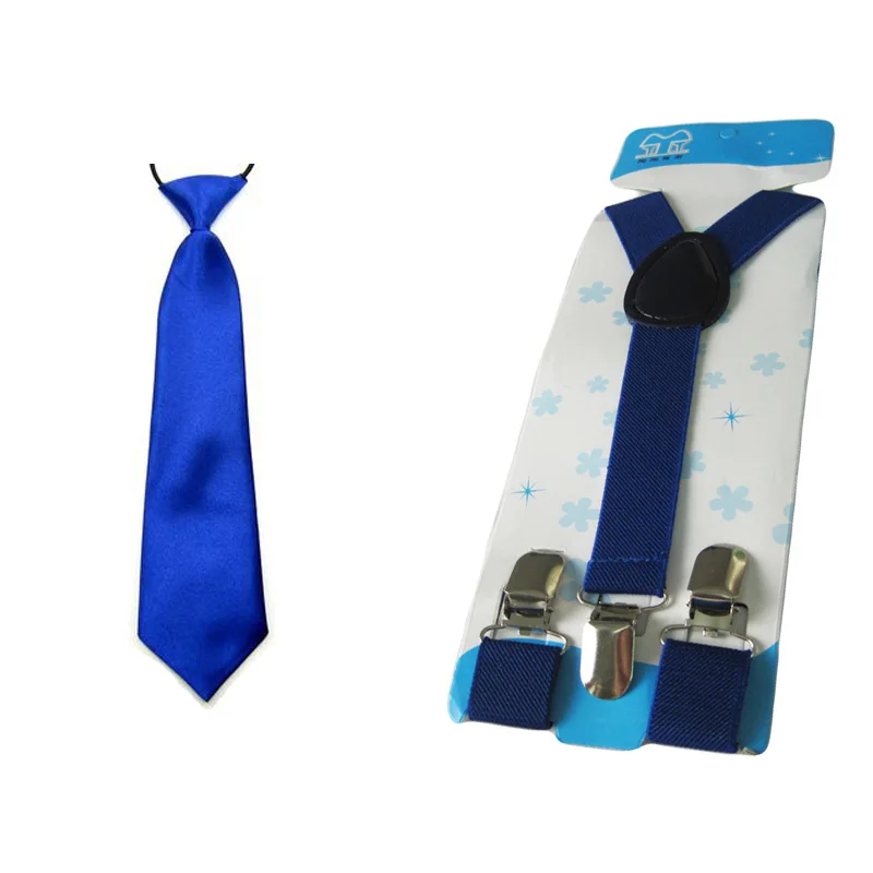 Детские одноцветные галстуки для мальчиков Y-Back эластичная подвеска Brace Set setw0019 - Цвет: Royal Blue