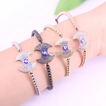 

10Pcs Micro Pave CZ & Copper Beads Braiding Macrame Adjustable Men Women Jewelry