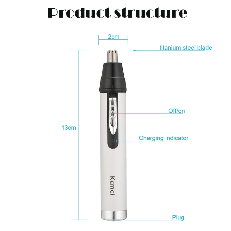 Kemei 4 в 1 триммер для волос в носу перезаряжаемый электрический триммер для волос мужские ушные ножницы для волос в носу бритва для бороды инструменты для ухода за бровями