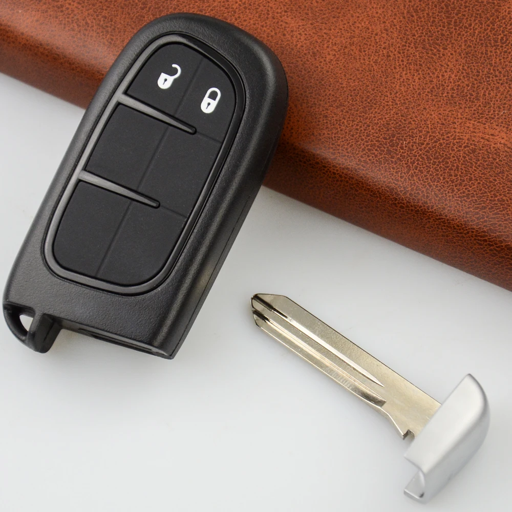 

OkeyTech Newest 2 Button Smart Remote Car Key Fob For Jeep Dodge Chrysler 500X 4A Chip 433MHz M3N40821302 For Fiat Safety Blade