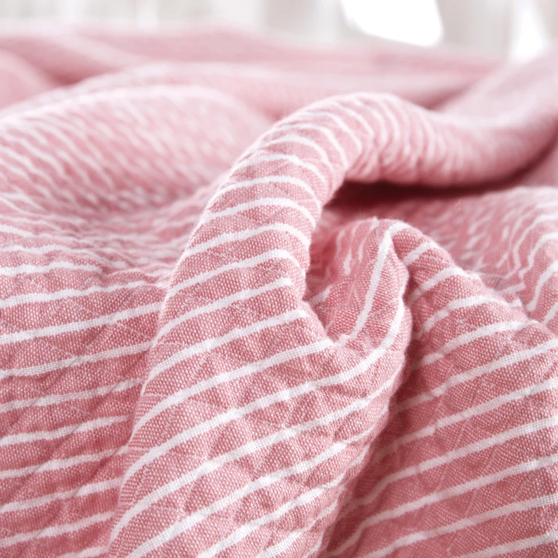 Роскошный вязаный хлопок окрашенная пряжа одеяло в полоску/покрывало/бросает/синий/розовый/бежевый для спальни/Путешествия/пикник/ванна