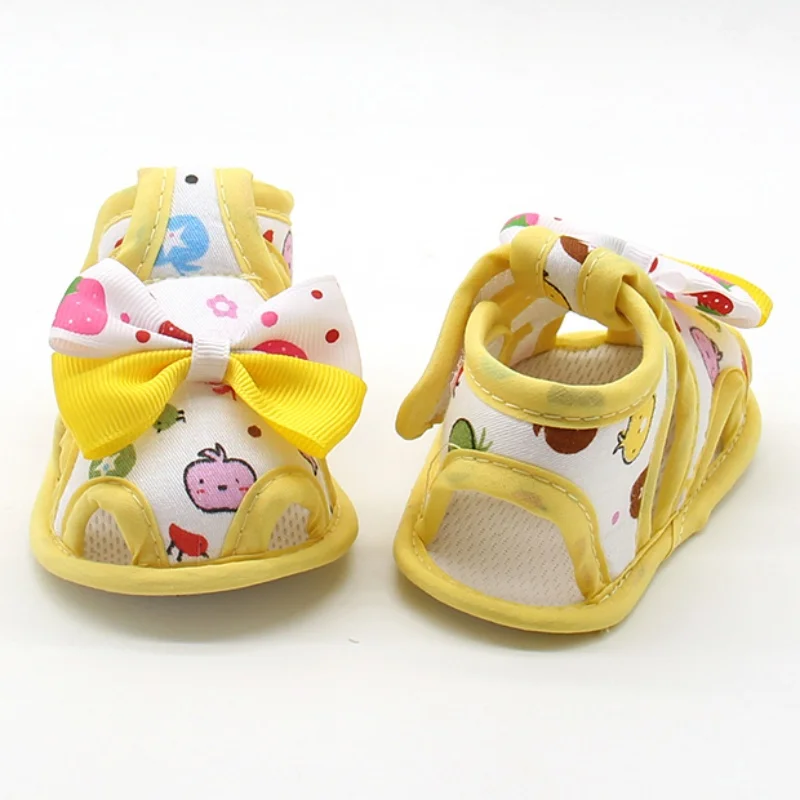 Летняя детская обувь с бантом; милые сандалии для маленьких девочек; нескользящая обувь для малышей