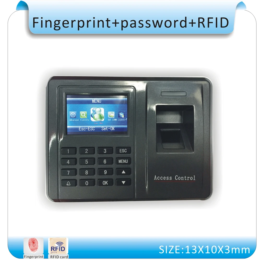 

Free shipping 1.8" TFT F20 metal shell 125KHZ RFID &fingerprint Access Control System RFID Access Control +10 crystal keyfob
