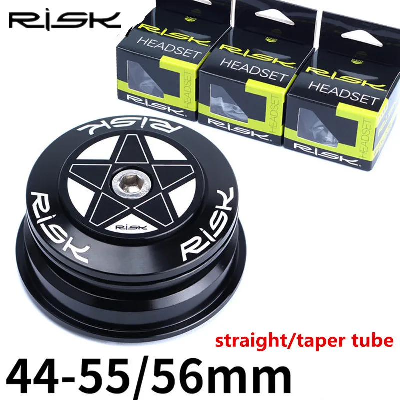 

RISK Bearing Headset Mountain Bike Wrist Tapered Bowl Group Aluminum Straight Tube Headset 44-55/56MM for MTB