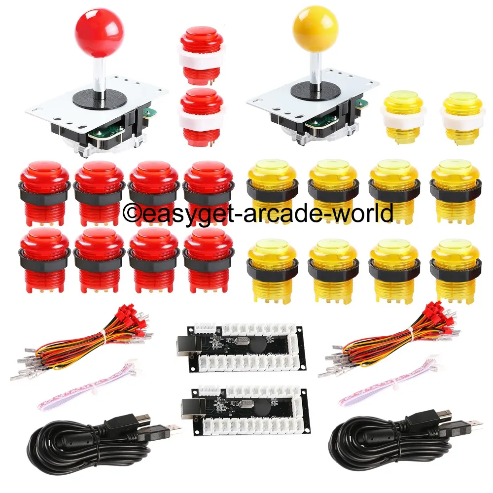 

Arcade DIY Kits Parts USB Encoder + Arcade Gamepads + 20x LED Illuminated Lamps Buttons For MAME & Raspberry PI Retropie Project