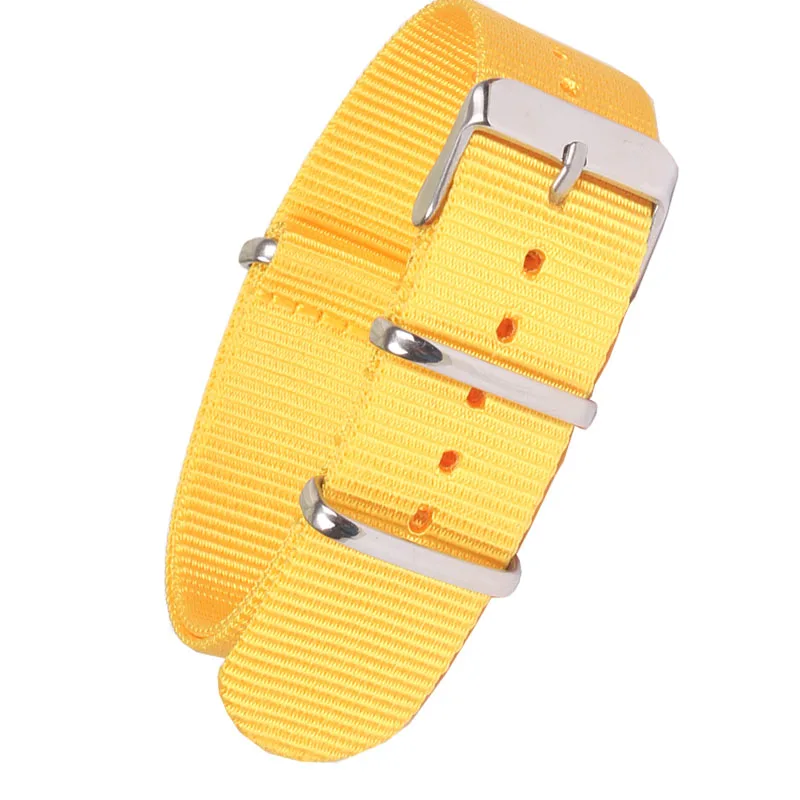 Durable Solid Color Nylon Watchband with Stainless Steel Buckle - Brown, Red, Black Strap Options
