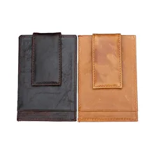 Натуральная Воловья кожа, мужские винтажные тонкие Зажимы для денег, известный бренд, мужские модные кошельки, кошелек с отделением для монет и карт