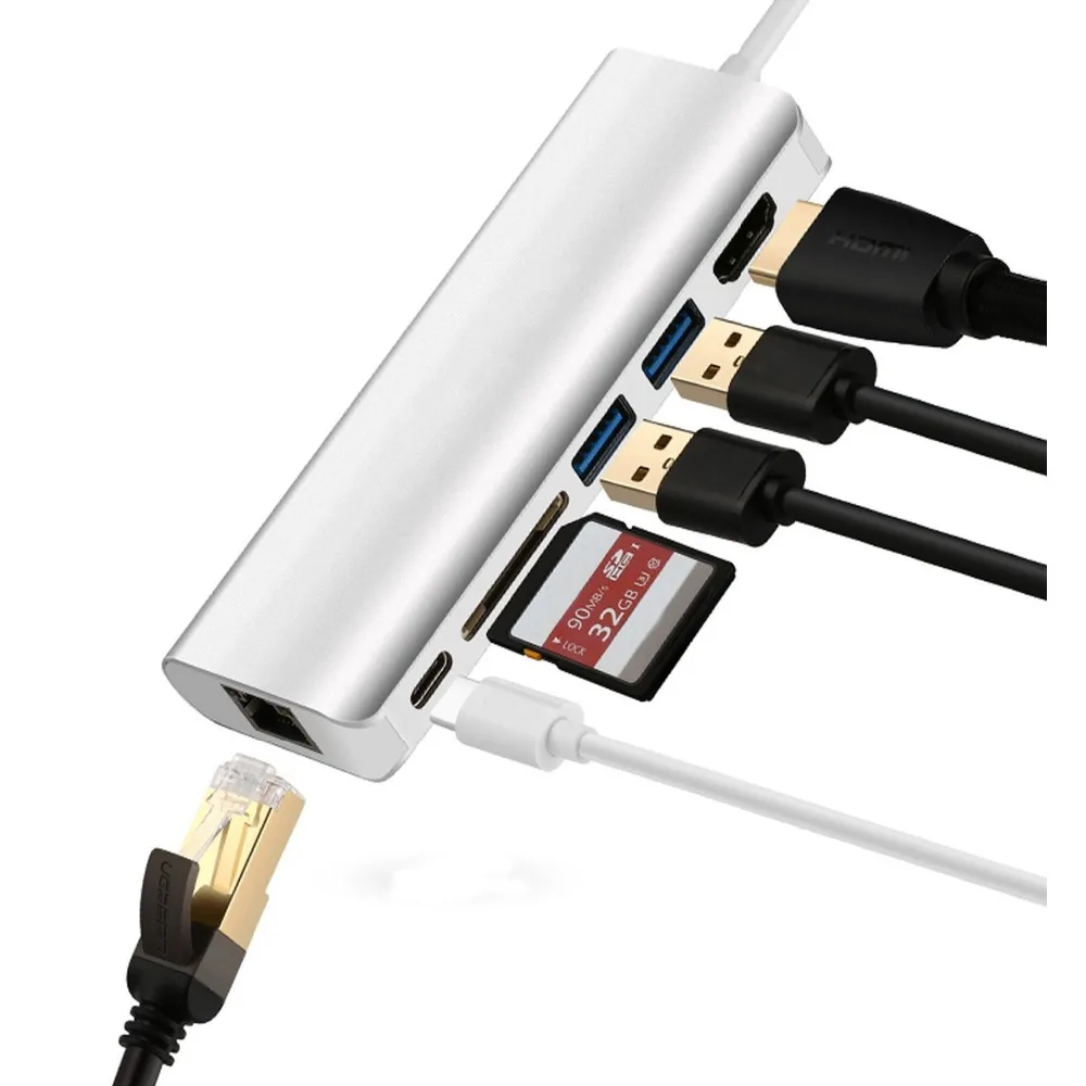 Док станция USB C/USB C многопортовый адаптер 3 1 к HDMI 4K/PD зарядный порт/USB 0/RJ45 Gigabit Ethernet