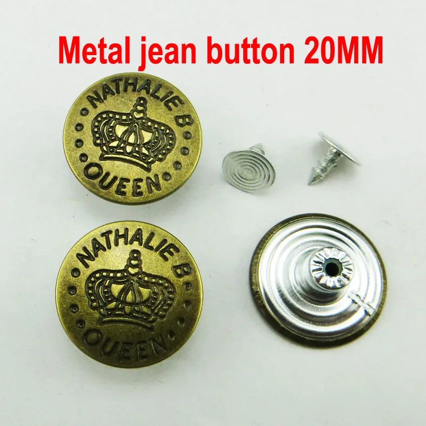 30PCS 20MM CROWN SERIES BRONZE TONE metal jeans button round JEAN