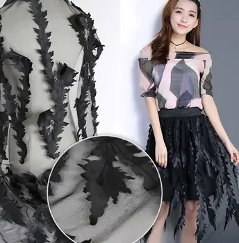 

1Yard Embroidered Leaf Patch Fabric Lace Cloth For Handicrafts Apparel Sewing Wedding Dress DIY Clothing Doll Cap