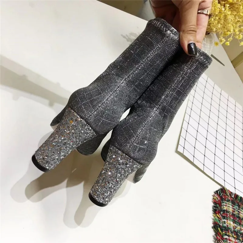 Invierno Cuadrado Moda Tobillo As Otoño Tacón Bling Mujeres Pic as Señora Zapatos Las Pic Botas Mujer Genuino De Nuevo Cuero Encaje Moto XUxqwv0O