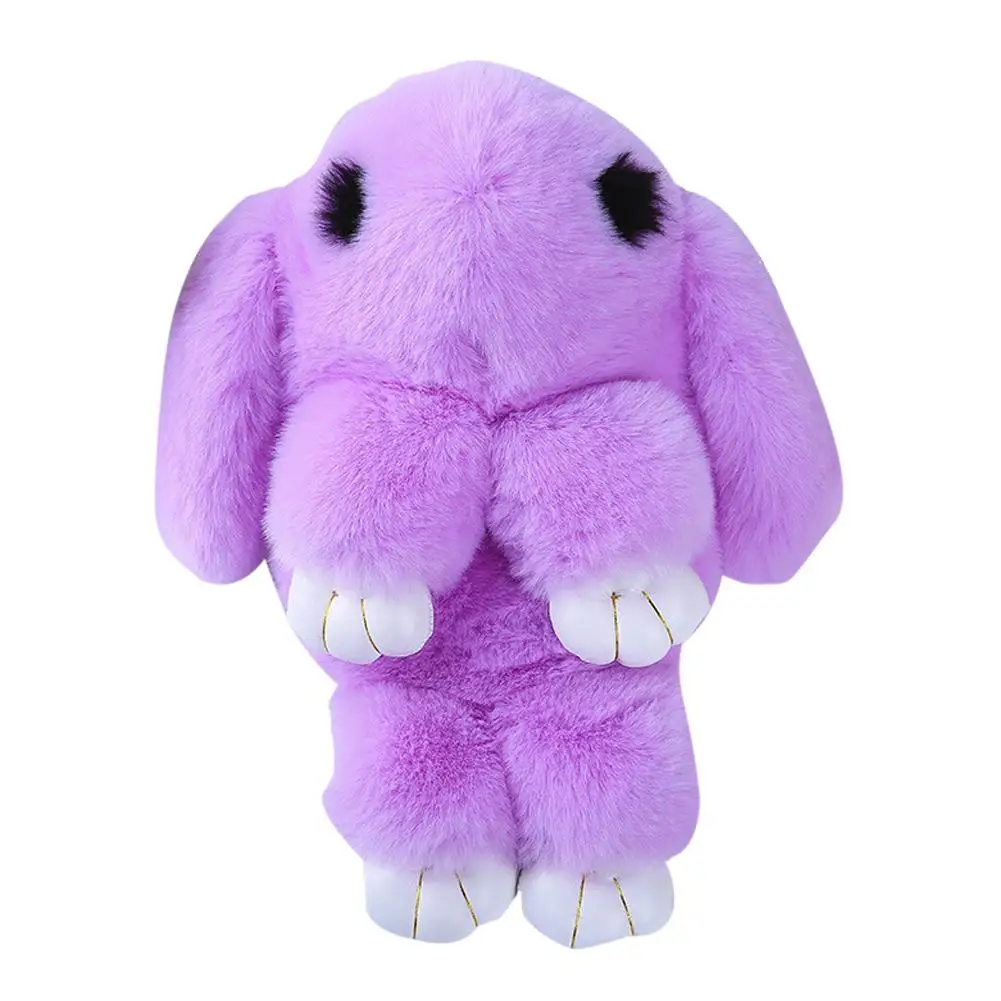 Пушистый кролик мех помпоны цепи сумка женская мультфильм кролик Слинг Сумка пушистый кролик плечо плюшевый рюкзак - Цвет: Toon purple