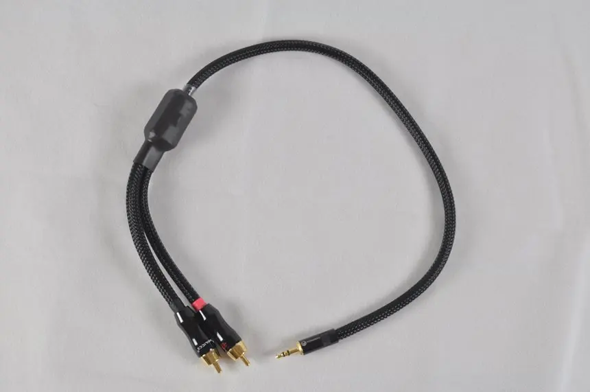 Quality 4N 3 5mm Headphone Jack Male To RCA Phono Intercontact Audio Cable For Hi Fi Audio Portable Player Smart Phone PC Hi Fi