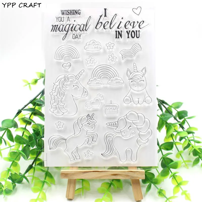 

YPP CRAFT Magical Unicorns Transparent Clear Silicone Stamps for DIY Scrapbooking/Card Making/Kids Fun Decoration Supplies 201