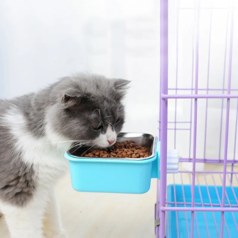 Поилка для домашних животных, висящая на клетках кормушка-миска для домашних питомцев для клетки, съемная Легкая очистка еды, миска для воды, кормушка для кошек и собак