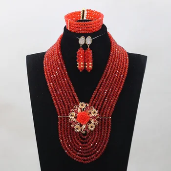 

Bridal Costume Jewelry Best Sale African Jewelry Set Beads New Designed Free Shipping QW804