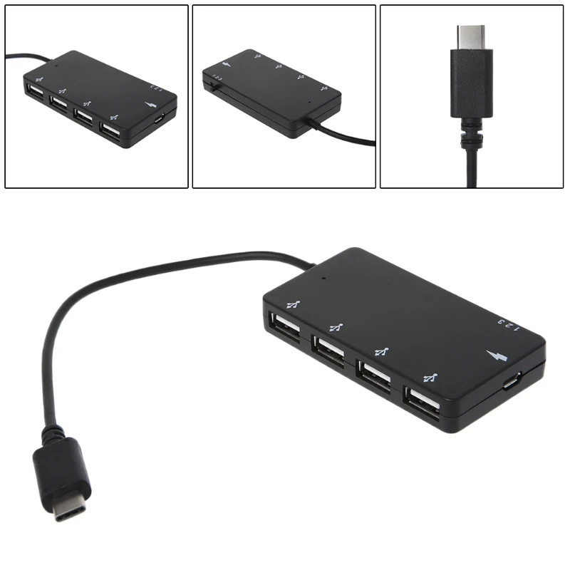 

Type C OTG 4 Port Hub Charging Adapter Cable For smartphone Tablet PC Macbook