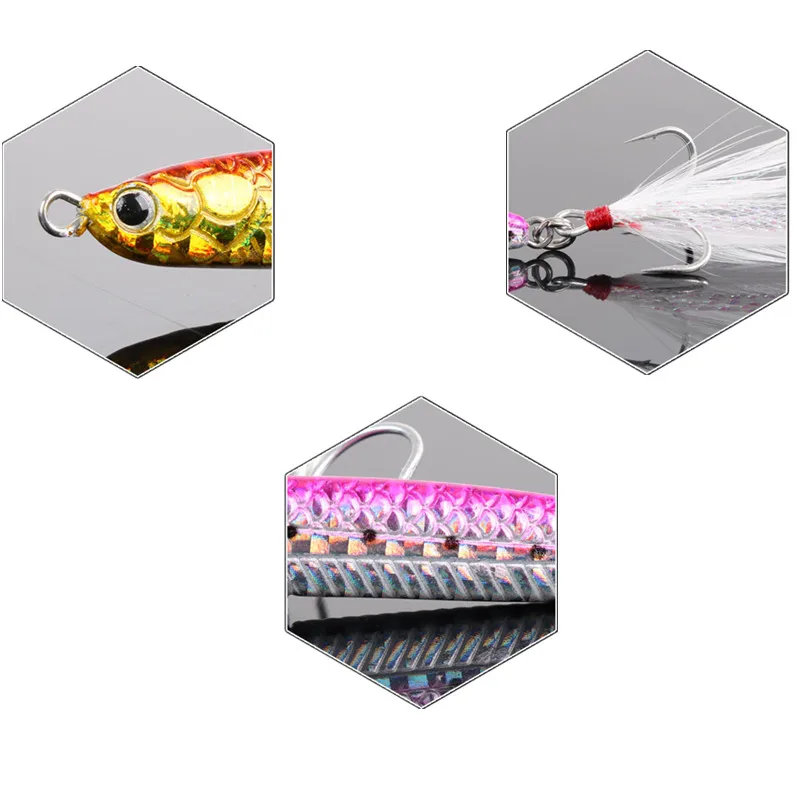 Fishing lure 20g 7cm Metal Sequins Lures jig Spoon Lure with Treble Hook jigging bass artificial bait fishing tackle accessories