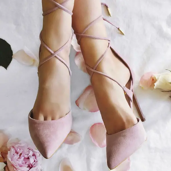 pointed toe lace up heels