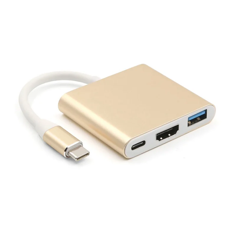 

USB C to HDMI 4K Adapter USB 3.1 Hub Type-C to USB 3.0/ HDMI/ Type C Female Charger Adapter for New Macbook for Dell XPS 13 sd