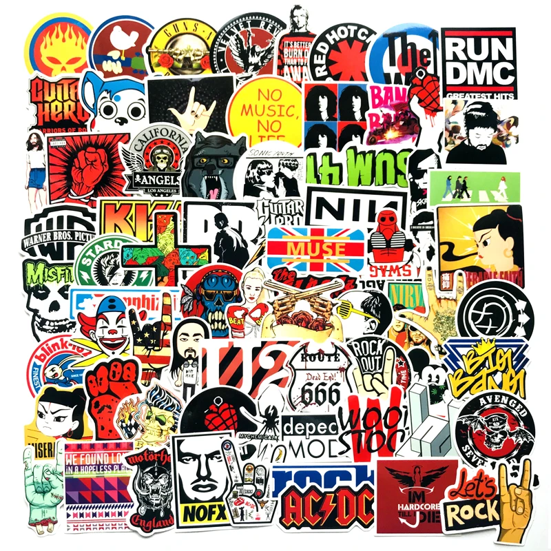 

110pcs Rock Roll Hip Hop Graffiti Stickers Punk Band Music Street Art Sticker Phone Laptop Skateboard Snowboard Bicycle Decals