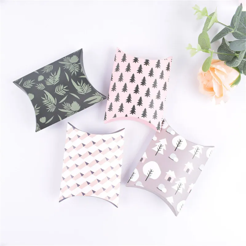 

Fresh Tree Pattern Jewelry Box Wedding Party Event Candy Gifts Packaging Case Boxes Pillow Shaped Chocolate Cookies Holder Bags