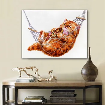 

Era Cross Stitch Embroidery Kits 14CT Owl Animal Cat Lion Cotton Thread Painting DIY Needlework DMC New Year Home Decor VS-0035