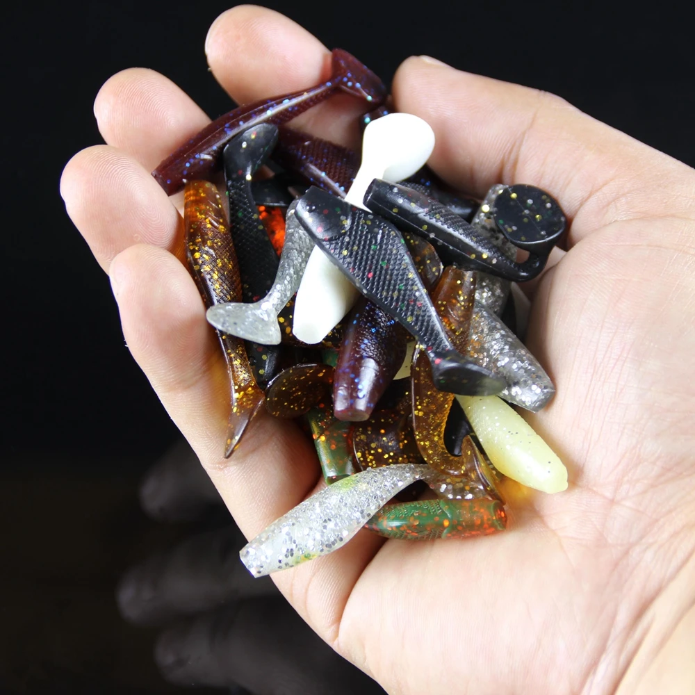 Spinpoler 50pcsLot Soft Fishing Lure Swimbait 50mm1.6g Magic Lures Carp Fishing Tackle Soft Shad Bait Worm Isca Artificial  (19)