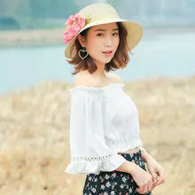 

2018 New Pattern Korean Women Fashion Weave Will Eaves Straw Hat Journey Comfortable Sunshade Sunscreen Sun Hat