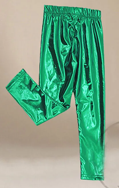 Штаны для маленьких девочек Детские золотые и серебряные брюки из искусственной кожи Леггинсы для девочек sylvia 41599872934 - Цвет: Зеленый