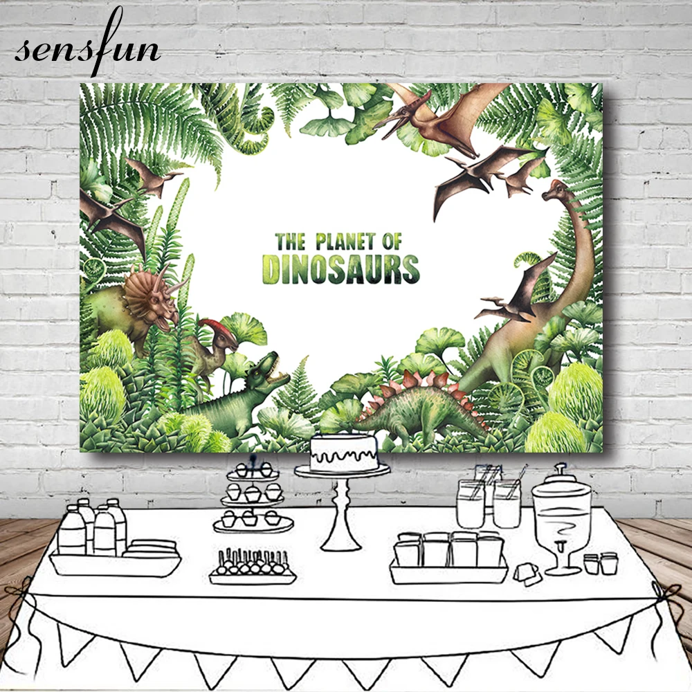 

Sensfun Jurassic park Period The Planet Of Dinosaur Party Photography Backdrop Green Forest Backgrounds For Photo Studio Vinyl