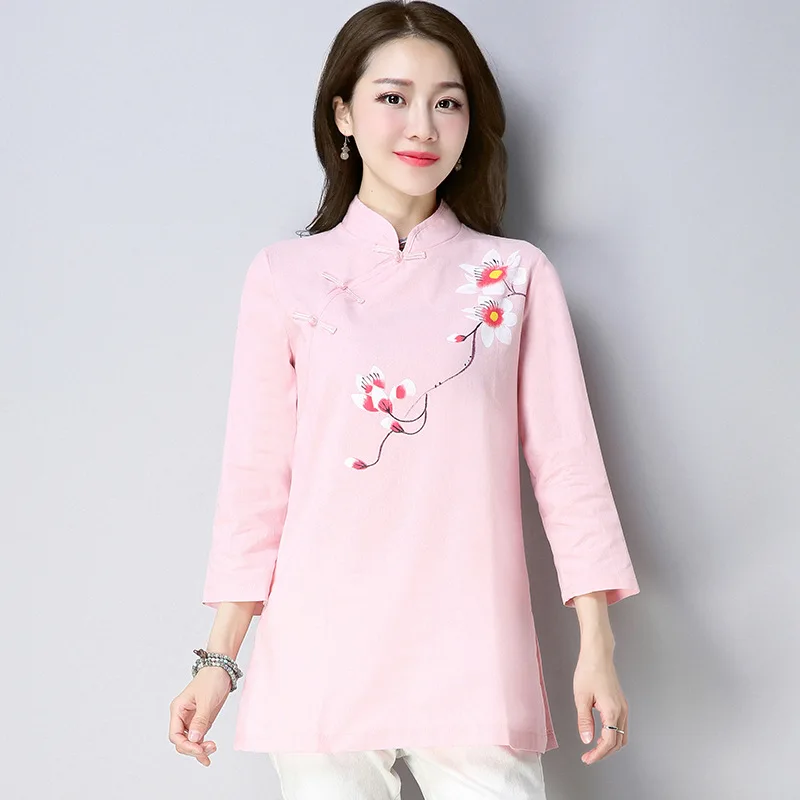 

Autumn New Cotton Hand-painted Tea Service Retro Cheongsam Stand Collar Plate Buttons Chinese-style Jacket Female