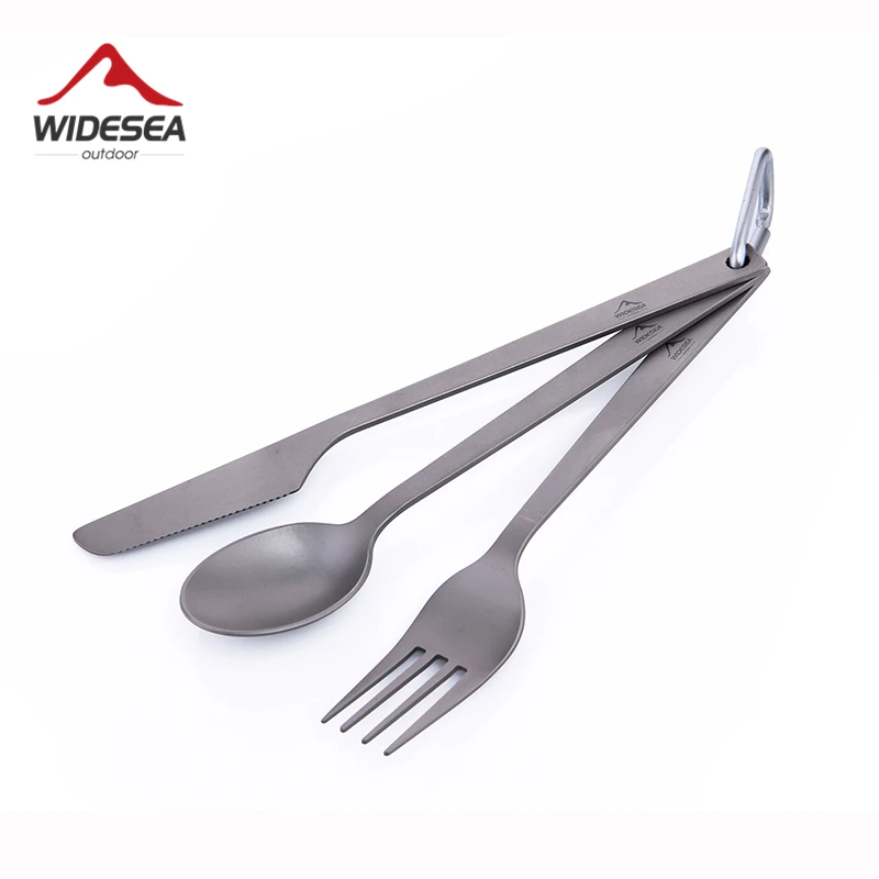 Продажа Widesea Титановая Ложка Вилка Набор ножей 50 г походная посуда Ультралегкая туристическая походная посуда снаряжение