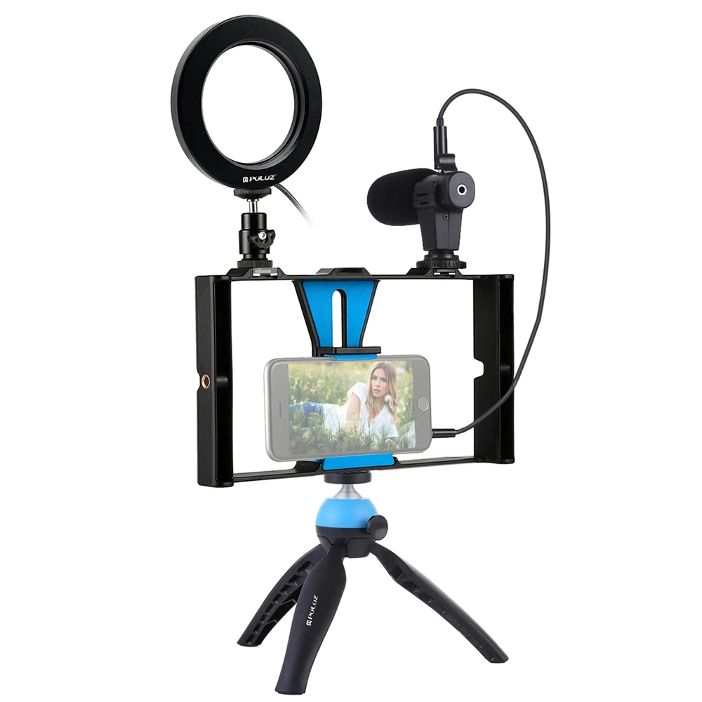 

PULUZ Phone Video Tripod Flexible Vertical Bracket Mount Mobile Camera Set with 4.6inch Round Fill Light Red Mobile Camera Set