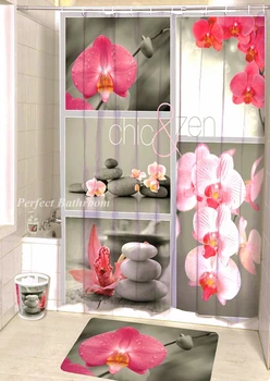

180*200 cm moth orchid curtain polyester high-definition printing waterproof mildew shower curtain