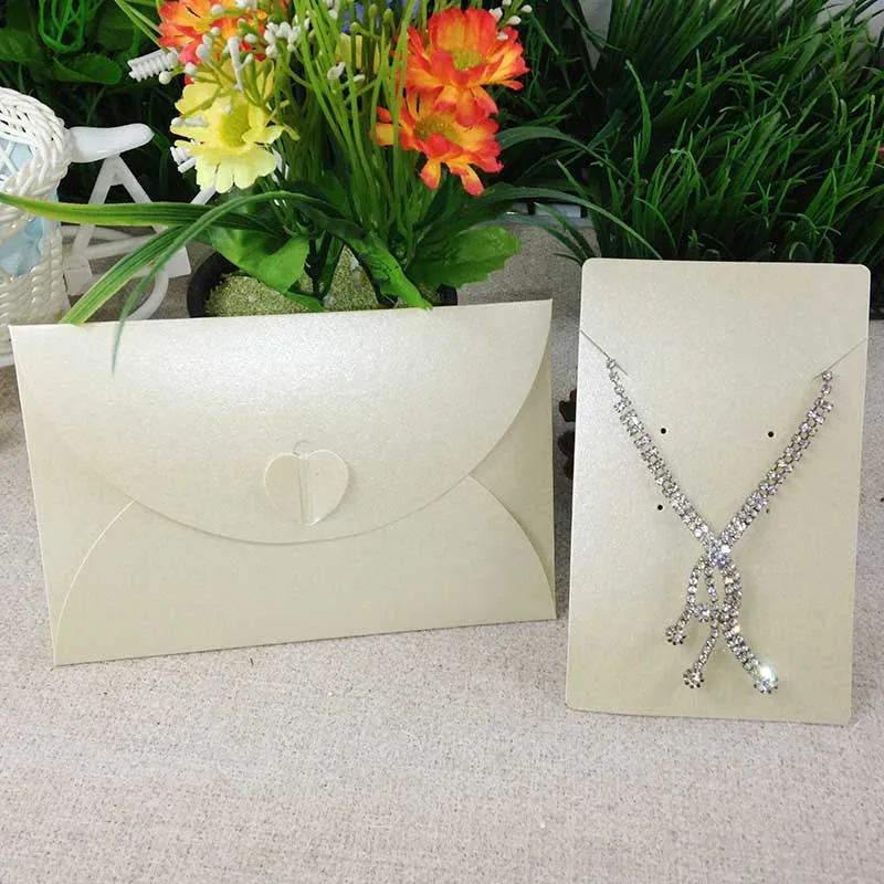 

8colors blank paper Jewelry Packing Display Envelope with card inside for necklace /earring Wedding invitation card decoration