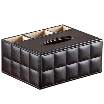 

1Pc Pu Leather Desktop Storage Box Durable Multi-Function Remote Control Holding Tissue Box Grid Storage Box Office Home Car S