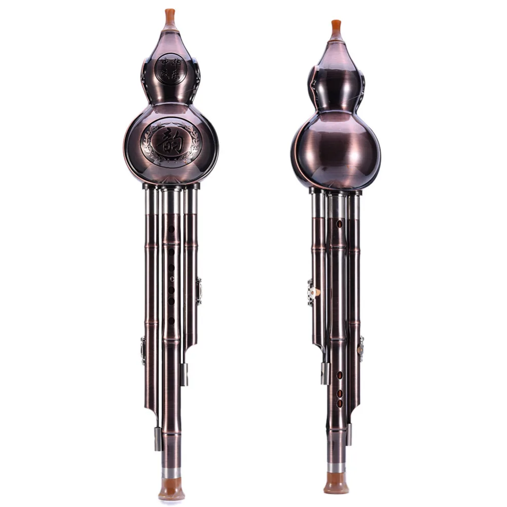 

Three Tone Hulusi Flute Copper Plating Instrument Performance Levelled Gourd Flute Calabash Flute with Fiber Drawing Technology