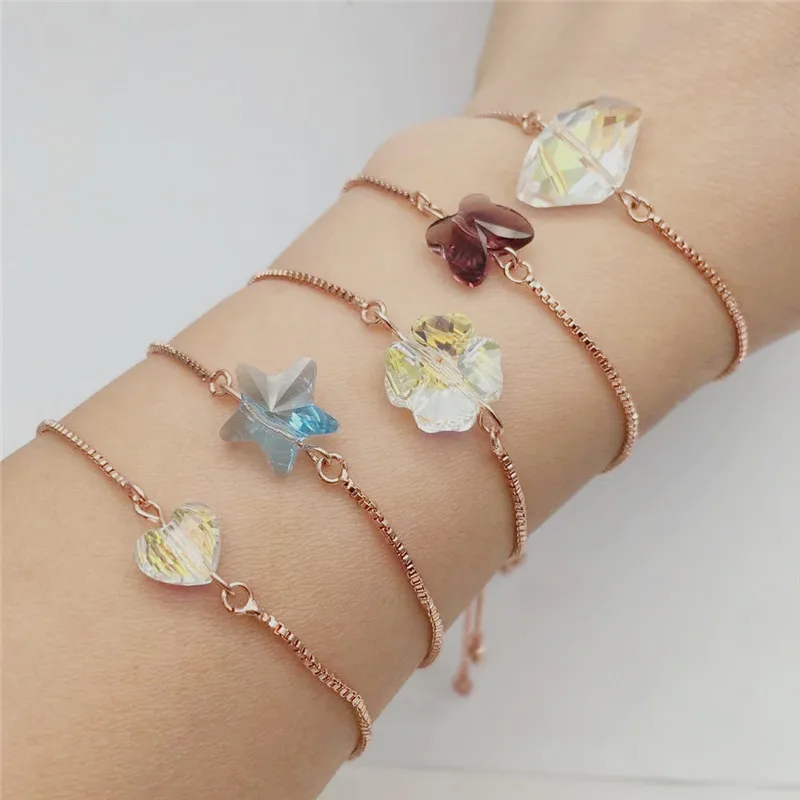 

Ms betti best wish lucky BRACELETS ROSE GOLD PLATING WITH Crystal from SWAROVSKI heart butterfly star for girls gifts new year