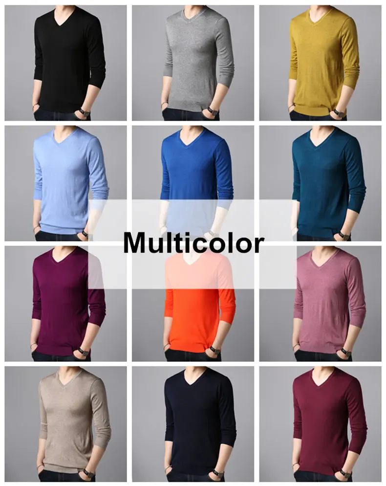 COODRONY, классический однотонный свитер для мужчин, Повседневный пуловер с v-образным вырезом, Мужская одежда,, Осень-зима, Свитера размера плюс, Pull Homme 8153